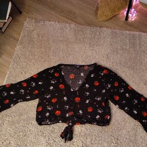 American Eagle Outfitters Black Floral Blouse
